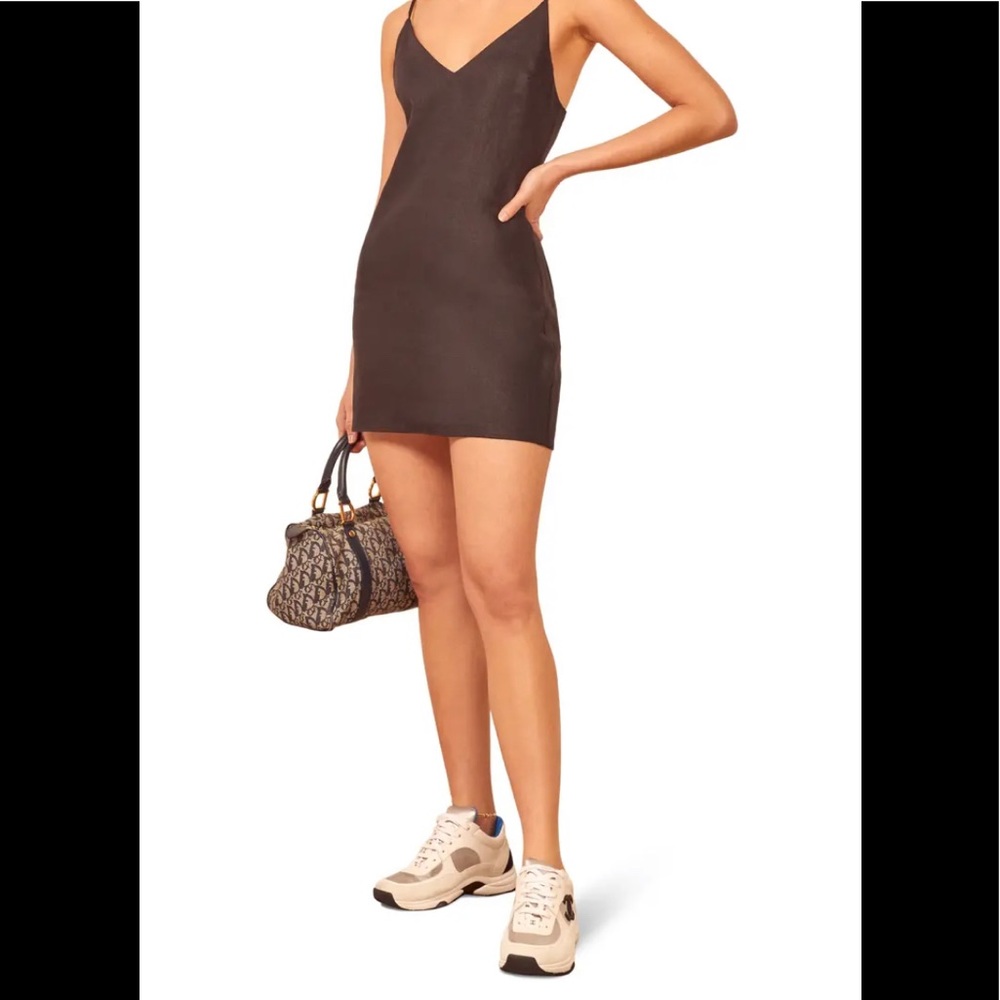 reformation riverside linen sundress BLACK S